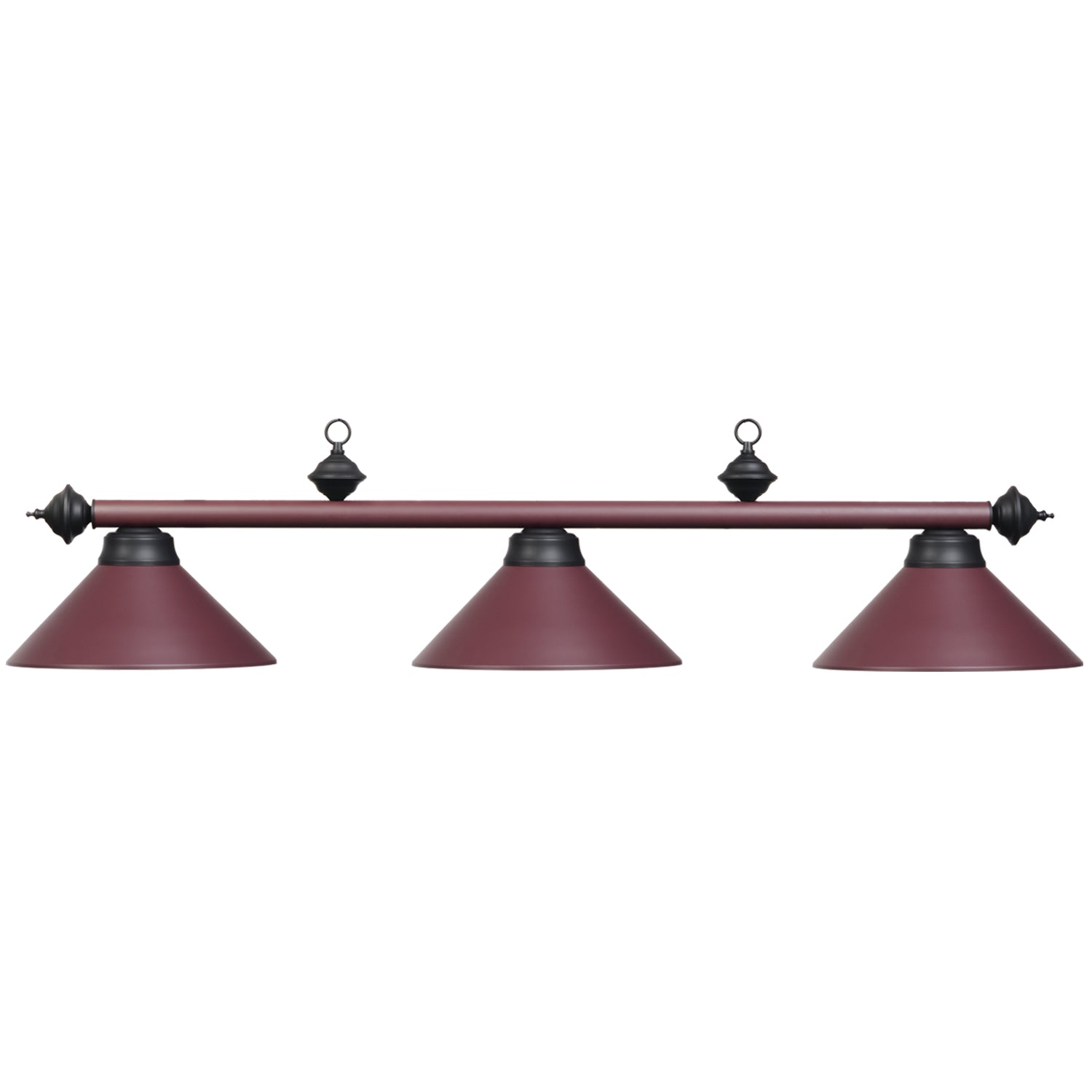 Billards D&L, 3 Shade Burgundy Metal Billiard Light avec Accents Noirs