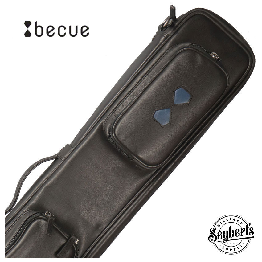 Becue, Etui de queue Becue 3x4 en cuir noir et bleu marine