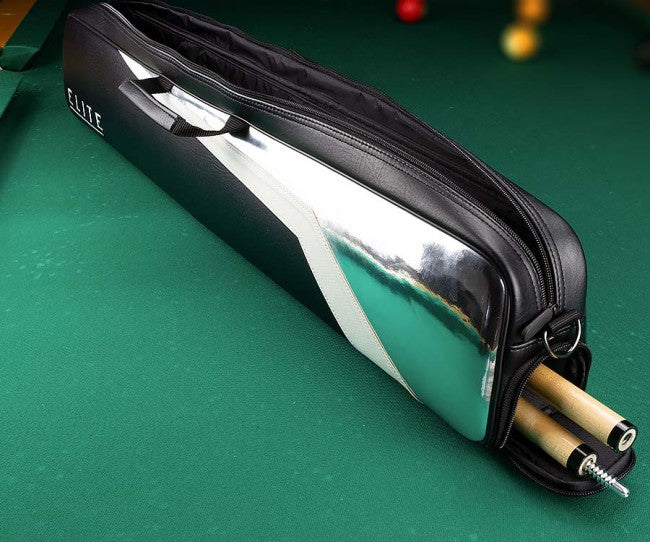 Billards D&L, Etui de queue de billard - 2 Butt/3 Shaft - Noir & Chrome