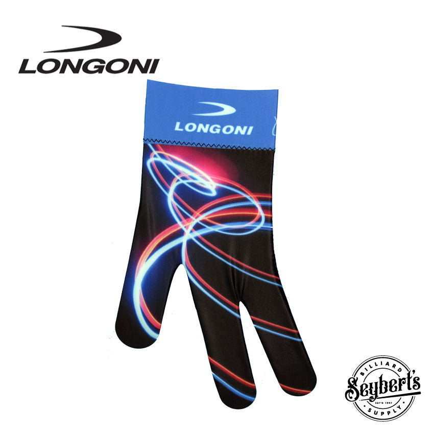 Longoni, Gant de billard Longoni main gauche - Bleu/Rouge Neon Swirls