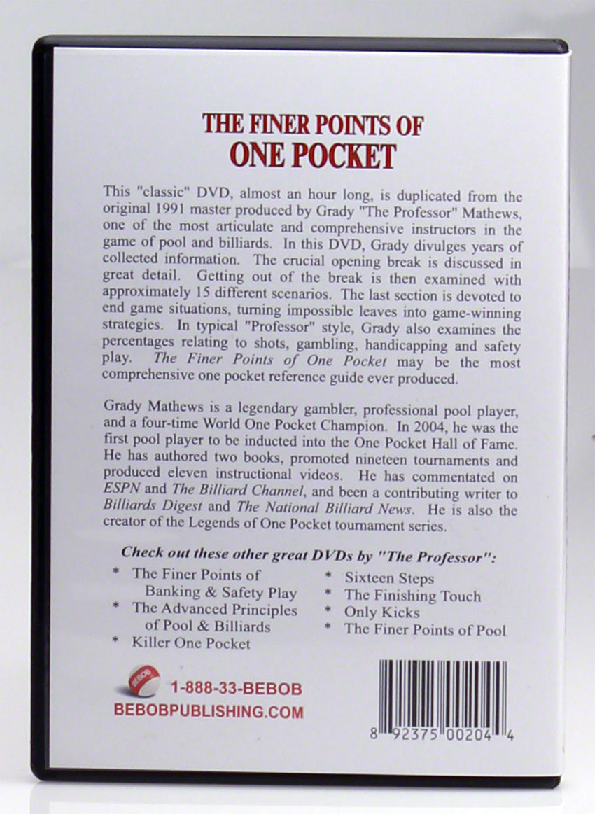 Grady Mathews, Grady Mathews Finer Points of One Pocket DVD