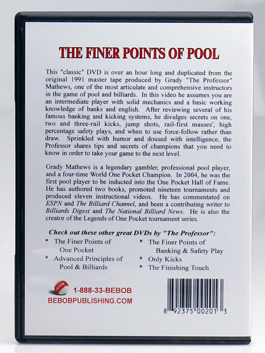 Grady Mathews, Grady Mathews Les points les plus fins du billard DVD