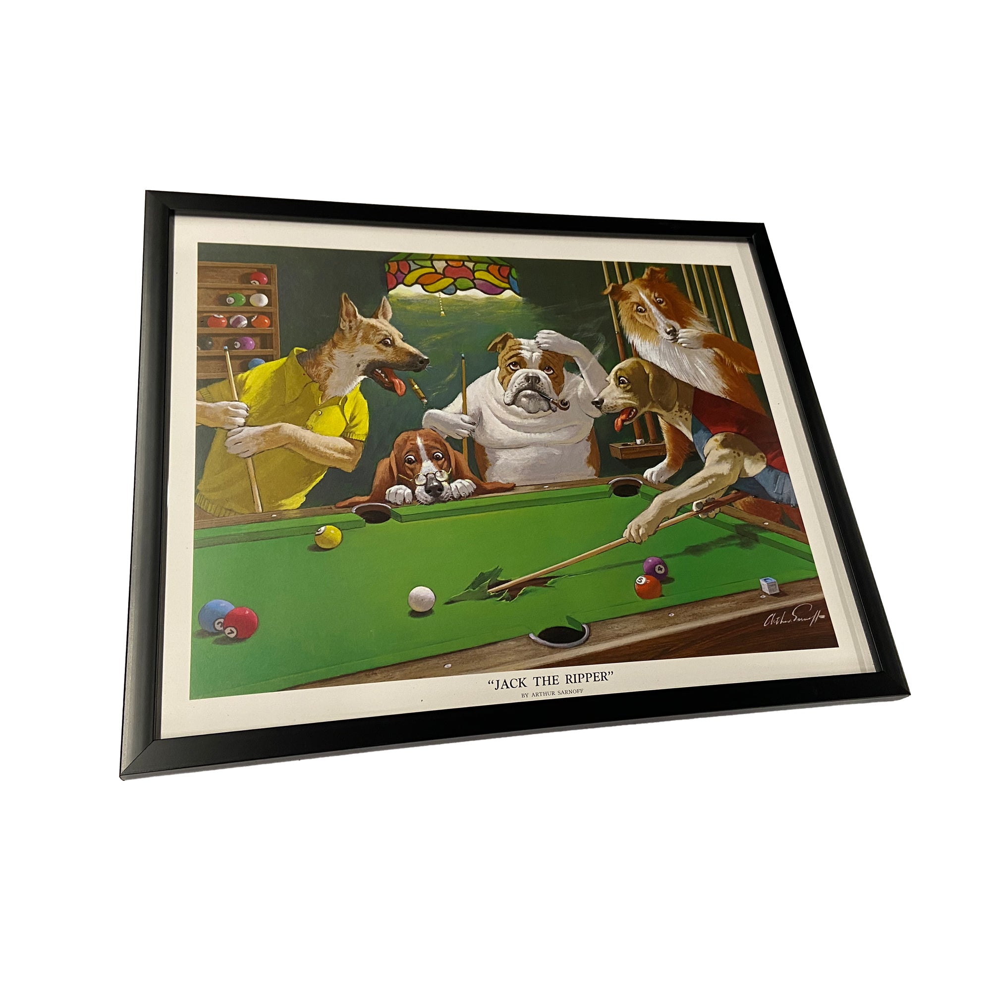 D&L Billiards, Jack the Ripper Dogs Playing Pool Affiche encadrée