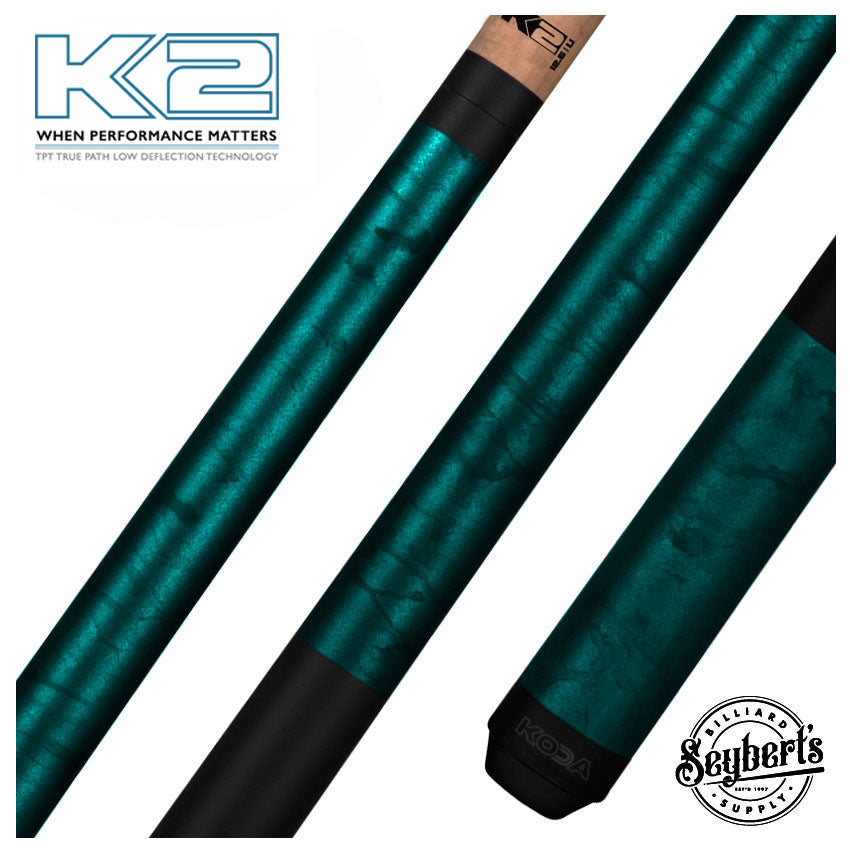 K2, K2 KL104 Teal Smoke Matte Graphic Play Cue W/ 12.50mm K2 LD Shaft