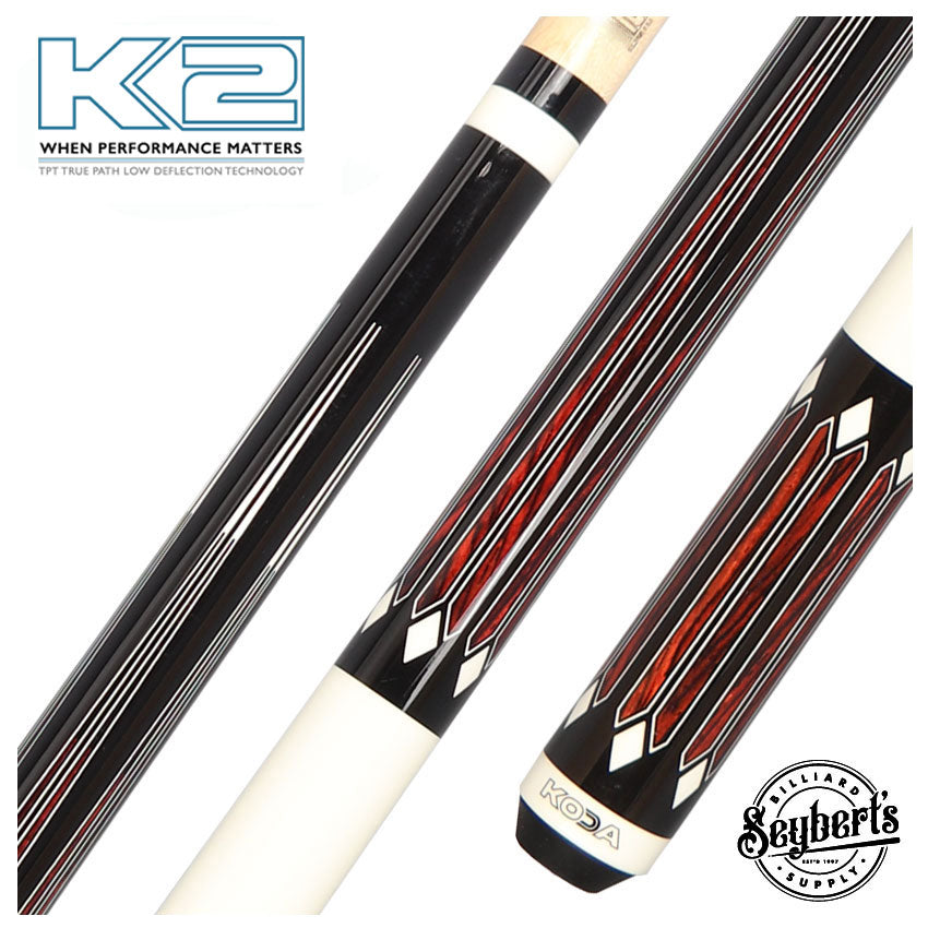 K2, K2 KL161 queue de billard 6 points Cocobolo Noir et Blanc Graphic Play avec manche LD 11.75mm