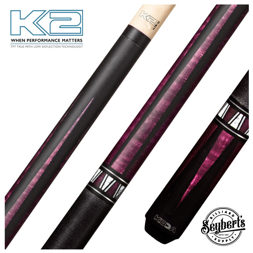 K2, K2 KL170 queue de billard 4 points noir mat et violet graphique avec manche LD 11.75mm