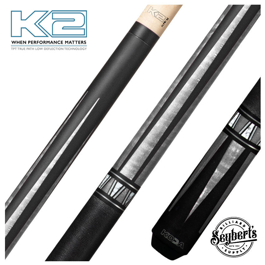 K2, K2 KL171 queue de billard 4 points noir mat et graphique gris avec manche LD 11.75mm