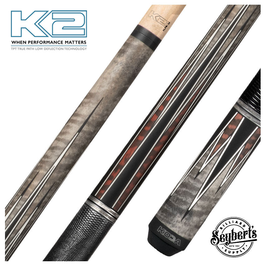 K2, K2 KL182 queue de billard 8 points Matte Grey Snake Graphic avec 11.75mm LD Shaft