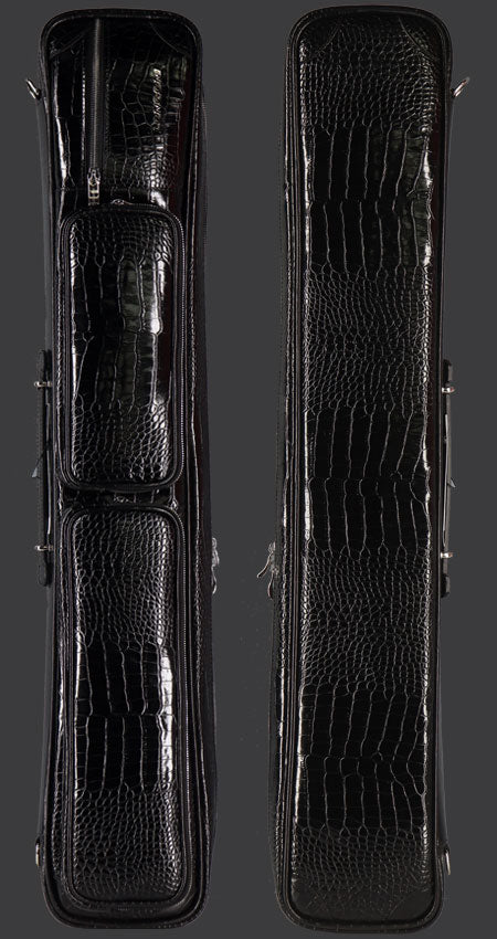 Longoni, Longoni Black Croc Fodero Giotto 4 x 8 Pool Cue Case