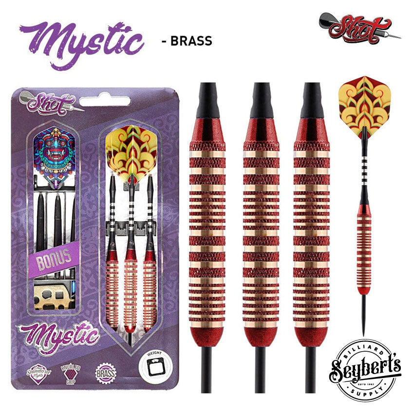 Fléchettes Puma, Mystic Red Steel Tip Dart Set - Brass Barrels 23 grammes