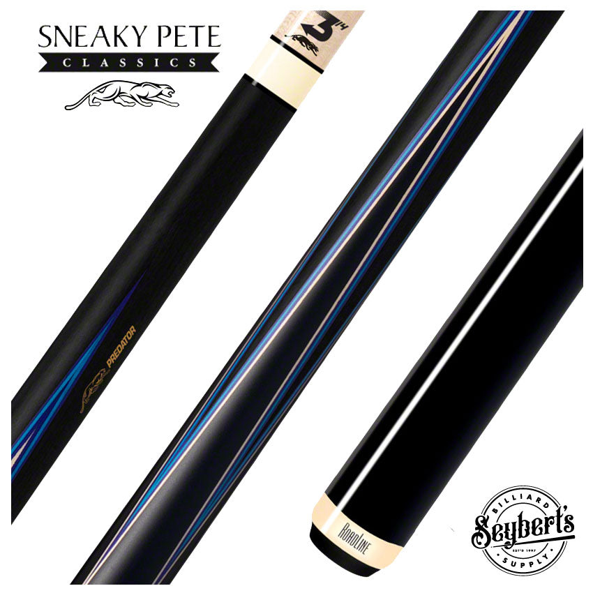 Le prédateur, Predator 4 Point Sneaky Pete Black / Blue Points No-Wrap Pool Cue - True Splice