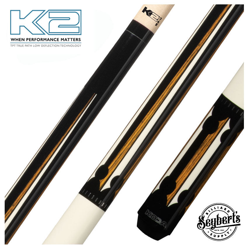 K2, Queue de billard K2 KL130 Noir/Blanc et Bocote Graphic Avec Flèche K2 LD 12.50mm