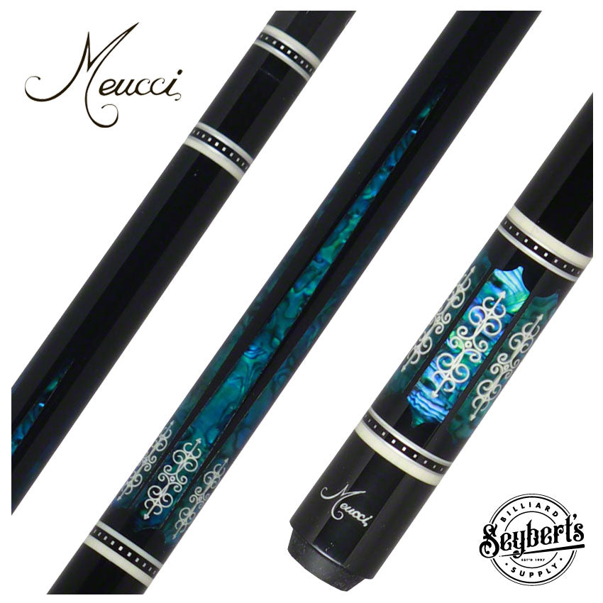 Meucci, Queue de billard Meucci 21st Century - Noir - Turq Pearl - Black Wrap - Carbon Shaft