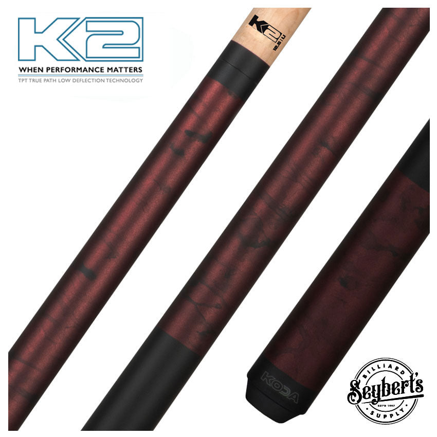 K2, Queue de jeu K2 KL103 Burgundy Smoke Matte Graphic avec manche K2 LD 12.5mm