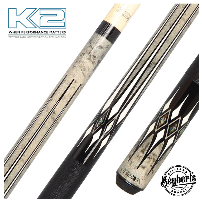 K2, Queue de jeu K2 KL192 Gris/Noir/Abalone Graphic Avec Flèche LD 11.75mm