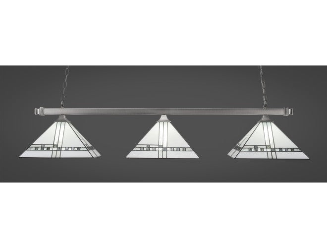 Eclairage Toltec, Toltec Lighting Square 3-Light Bar with Deco Art Shades (Barre carrée à 3 lumières avec abat-jour art déco)