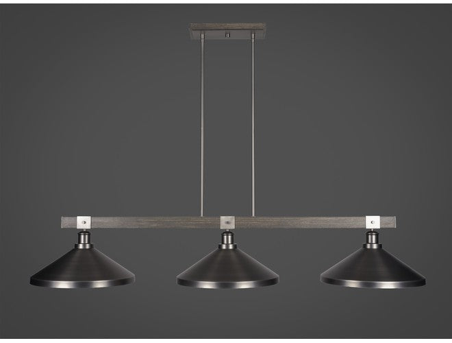 Eclairage Toltec, Toltec Lighting Tacoma 3-Light avec abat-jour en métal graphite