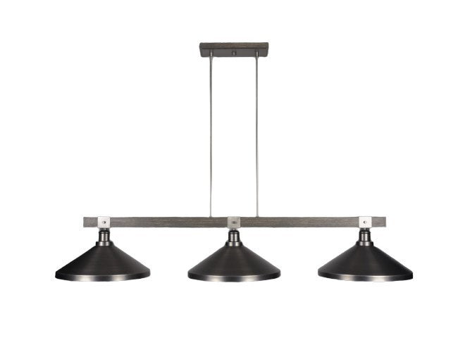 Eclairage Toltec, Toltec Lighting Tacoma 3-Light avec abat-jour en métal graphite